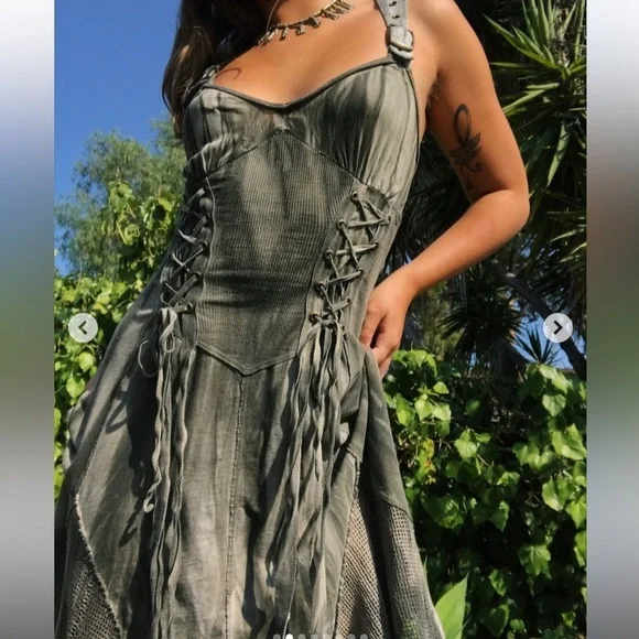 Lip Service Warbird Apocalyptic lace up mesh Gothic Dress - Picture 5 of 12